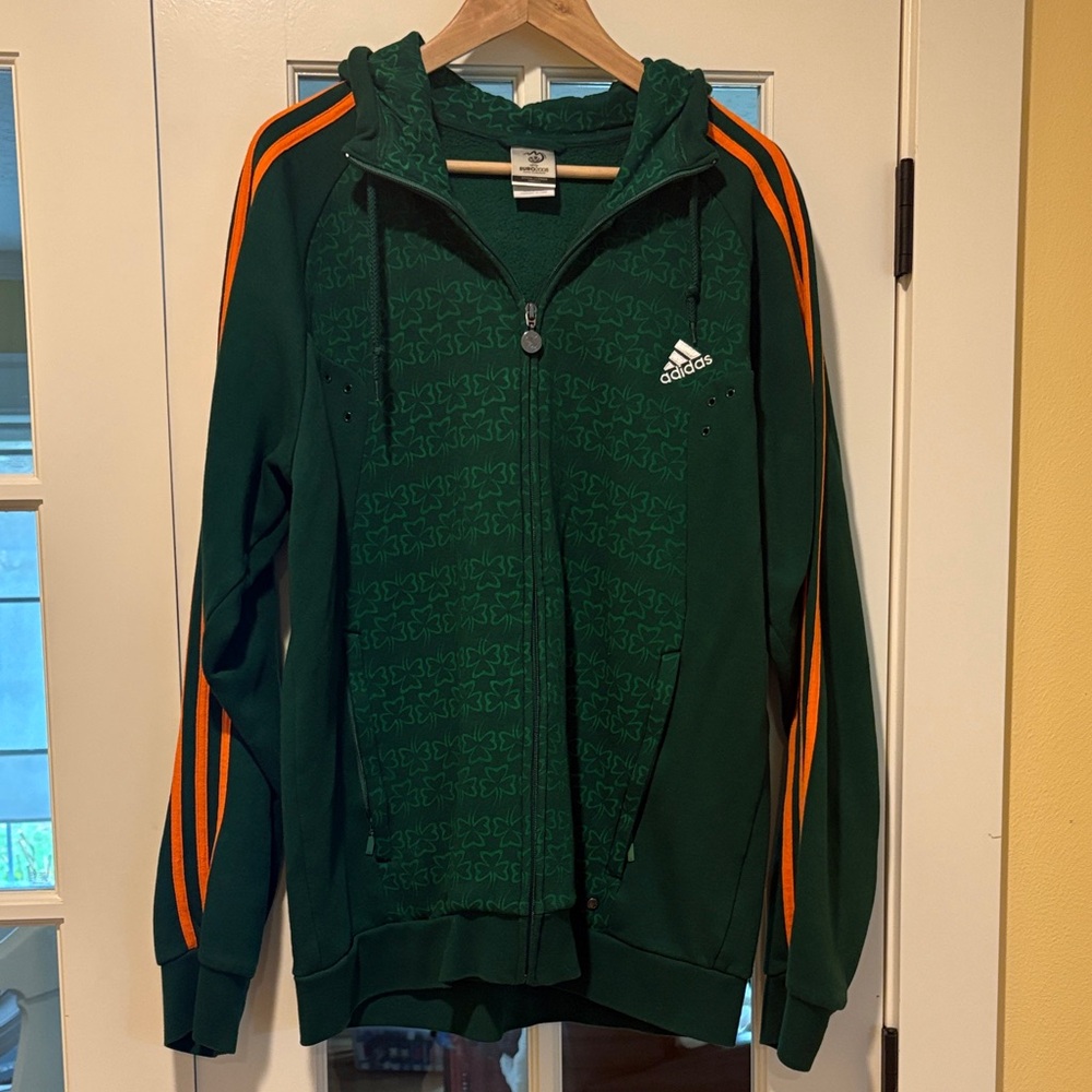 Mens Adidas UEFA zip up Hoodie 2008 Euro Cup Irish Rare Vintage Find!